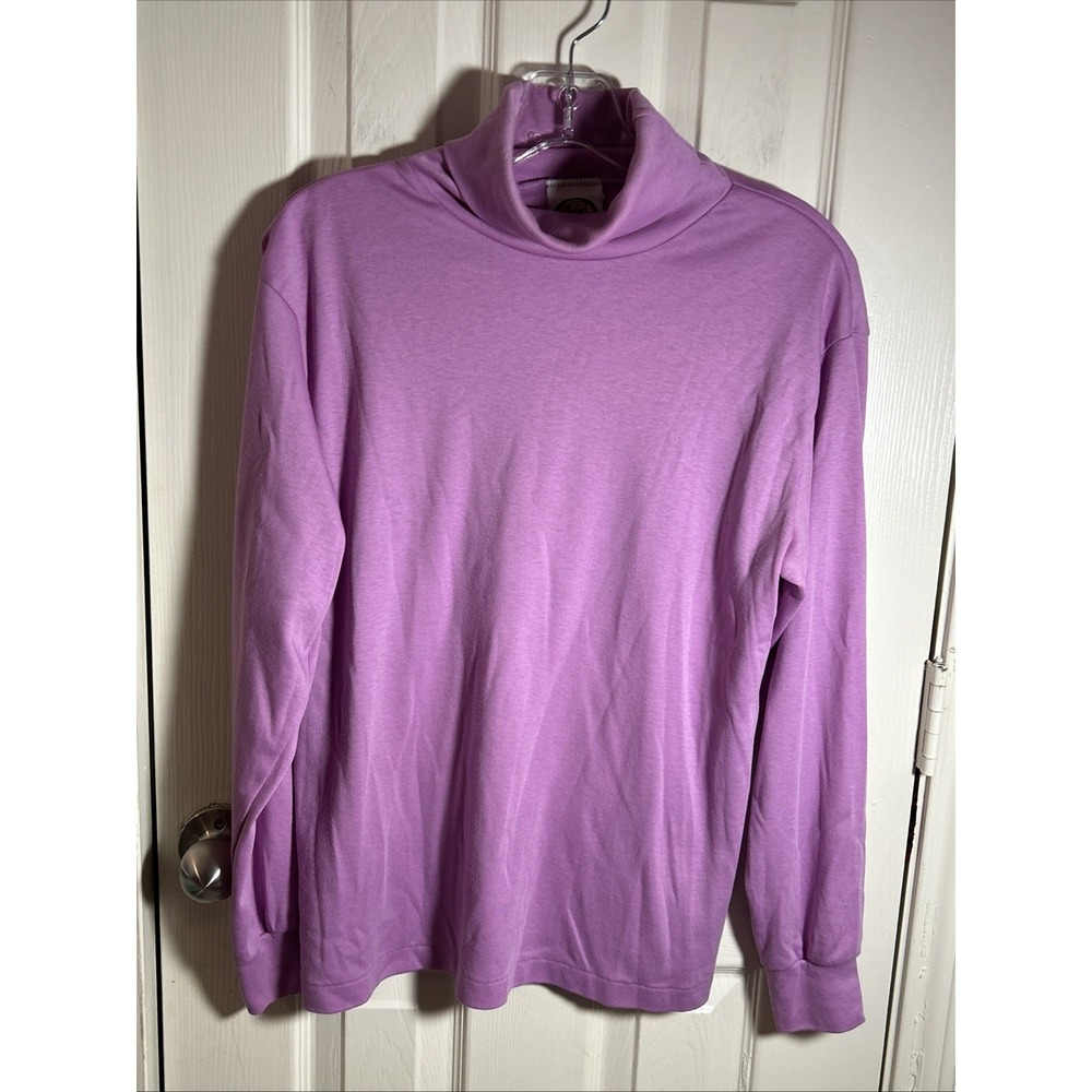 Picket And Post Pullover Turtleneck Shirt Top Purple Womens Size L Vtg